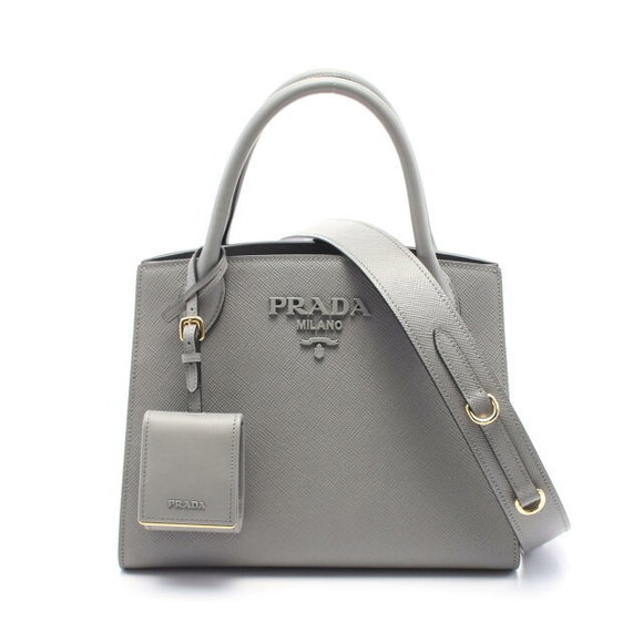 Prada SAFFIANO CUIR monochrome handbag leather gray - Picture 1 of 5